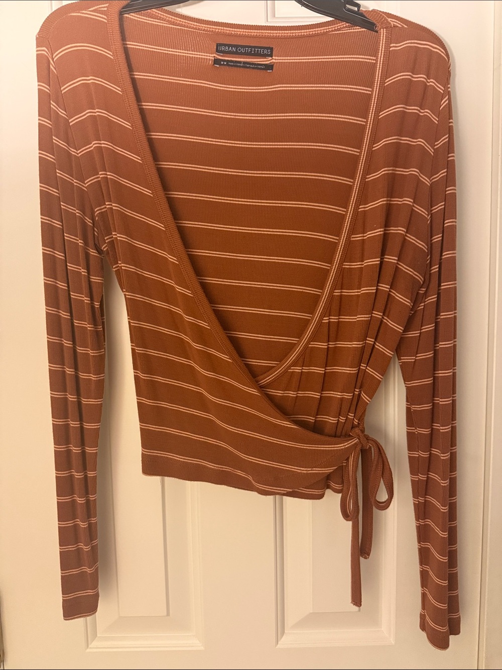 Urban Outfitters Rust/Bone Striped Wrap Top